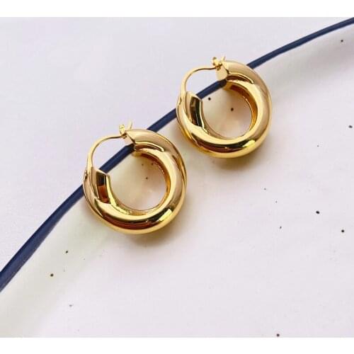Cross LOOP HOOP EARRINGS feminine exaggeration Earrings 18K Gold Plated indifference Earrings