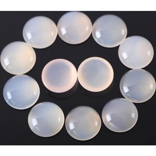 12MM 16MM Round CAB Cabochon Natural Gem Stone White Onyx No Drilled Hole Beads For Jewelry Making Bracelet Earring 10Pcs K918