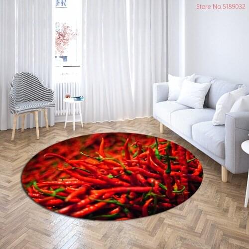 Carrot Chili Print Round Carpet for Living Room Anti-slip Doormat Yoga Mat Kids Playing Mats Home Sofa Coffee Table Pad Bedside