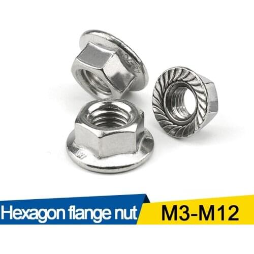 LUCHANG M3 M4 M5 M6 M8 M10 M12 304 Stainless Steel Hexagon Flange Nuts Slip non-slip Lock Nut