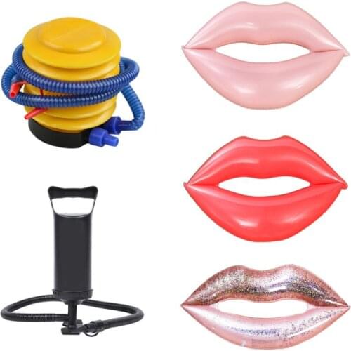 Inflatable Funny Glitters Lips Pool Float Raft Swimming Ring Floating Circle Lounge Hammock for Adult Kids Beach Toys