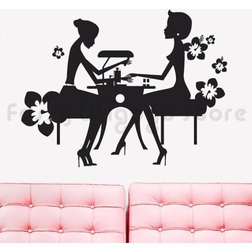Wall Decal Vinyl Beauty Nail Salon Wall Sticker Beauty Nail Manicure Shop Window Decor Removable Nail Shop Wall Art Mural Q686