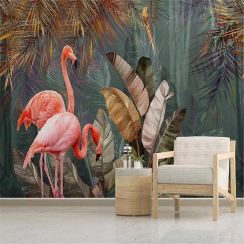 Milofi custom wall wallpaper mural Nordic modern minimalist tropical plant forest flamingo background mural