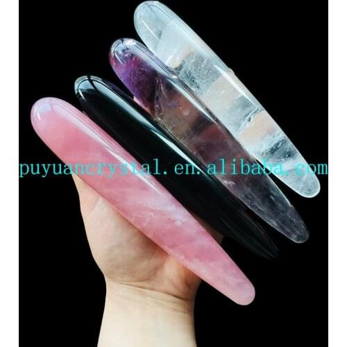 Natural Rose Quartz Yoni Wand Carved Crystal Massage Stick Healing Crystals Spirit Gift Wicca Meditation For Women Relaxed