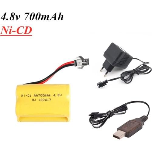 4.8v 700mAh Ni-CD Rechargeable Battery +Charger Set For Rc toys Cars Tanks Robots Boats Guns NICD 4*AA 4.8v Battery 1pcs to 2pcs