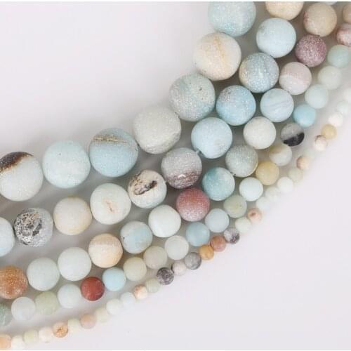 Wholesale Natural Dull Polish Matte New Amazon Stone Beads For Jewelry Making DIY Bracelet Necklace 4/6/8/10/12mm Strand 15