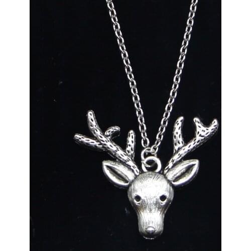 New Fashion Necklace 31x36mm deer head Pendants Short Long Women Men Colar Gift Jewelry Choker