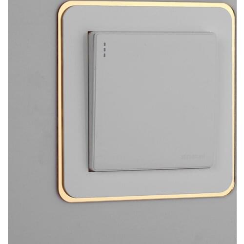 Luxury golden border acrylic switch sticker 3D wallsticker Switch protective cover waterproof Power socket decorative frame