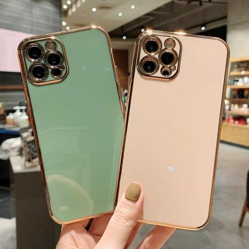 Luxury Electroplated Phone Case For iPhone 12 Pro Max 11 Pro Max X XR XS 7 8 6 6s Plus SE 2020 Solid Color Soft TPU Back Cover