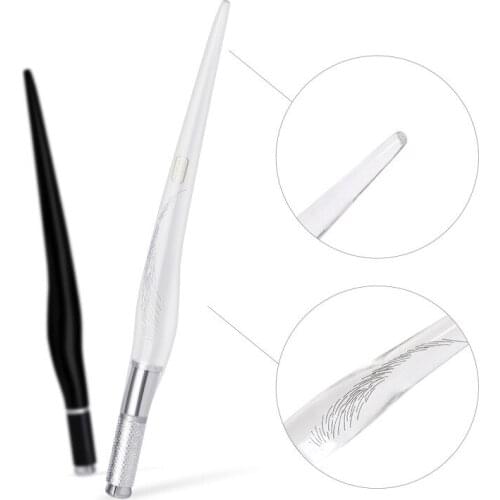 1pc Disposable Microbalding Manual Pen with 2 Ink Cup Permanent Makeup Pen for Eyebrow Lip Tatto Hand Tool PMU Accessory Supply