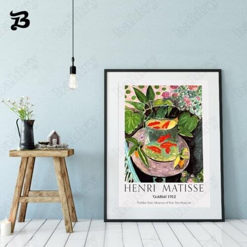 Modern Abstract Canvas Painting Goldfish and Characters Posters and Prints Wall Art Pictures for Living Room Home Decoration