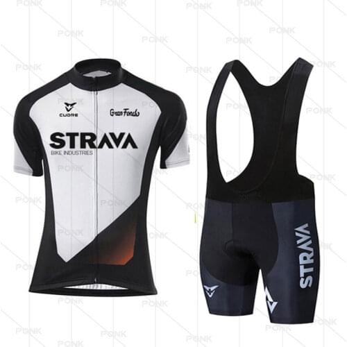 STRAVA Cycling Jersey Set Men Cycling Set 2021 Summer Mountain Bike Bicycle Suit Anti-UV Bicycle Team Racing Uniform Clothes