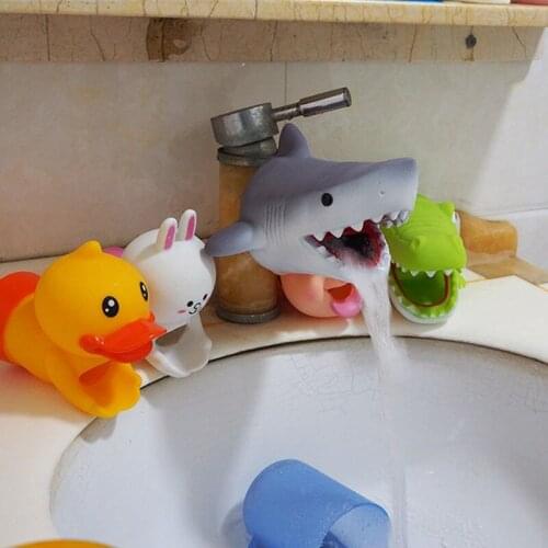 Shark Faucet Extender Water Saving Cartoon silicone Faucet Extension Tool Help Children Washing Hand Kids water tap extender