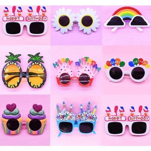 Happy Birthday Funny Glasses Cute Novelty Candle Eyeglasses Summer Hawaii Party Sunglasses For Kids Birthday Photobooth Props