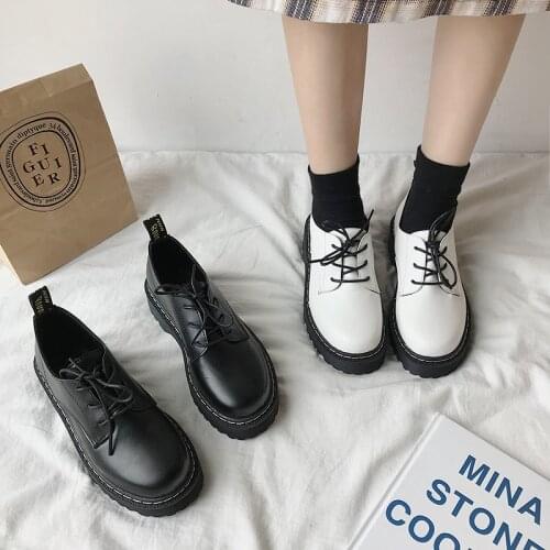 Korean Shoes Casual Female Sneakers All-Match Shose Women Shallow Mouth Oxfords Womens British Style Round Toe 2020 New Summer