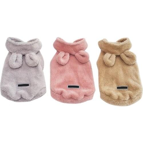 Winter Warm Cat And Dog Clothes Fleece Pet Coat Jacket With Rabbit Ears Hoodie Suitable For Small Dogs Pet Apparel Clothing