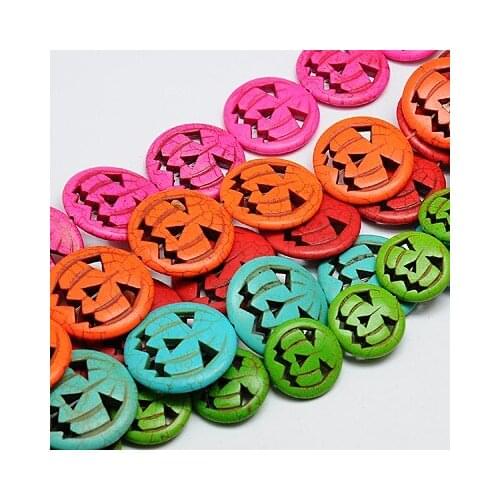 1 Strand Halloween Pumpkin Lantern Synthetic Turquoise Beads Colorful Spacers For Jewelry Making DIY Earring Bracelet Necklace