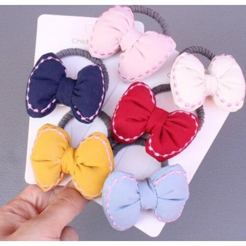 1pcs cute bows elastic hair bands for girl big scrunchie children Boutique crunchy hair tie ring ponytail holder kid accessories