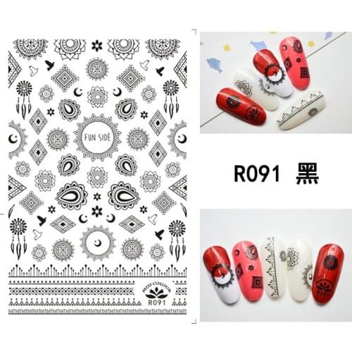 3D Nail Sticker Geometry Stripe Mandala Flower Fashion Stickers Autumn Small Adhesive Stickers for Manicure Nail Art Decoration
