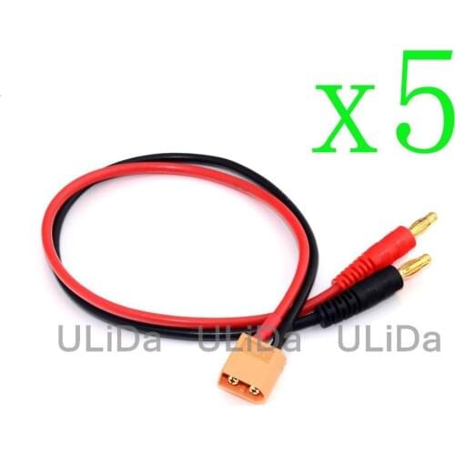 5PCS New XT60 4mm Banana Bullet Charge Charging Cable 14AWG Plug connector NiMh Lipo