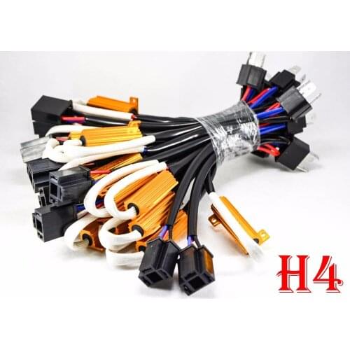 50PCS 50W 6ohm Gold Fuse H4 HB2 9003 Hi/Low Beam HID Xenon Kit Canbus Canceller Capacitor No Error Free Decoder Resistor Wiring