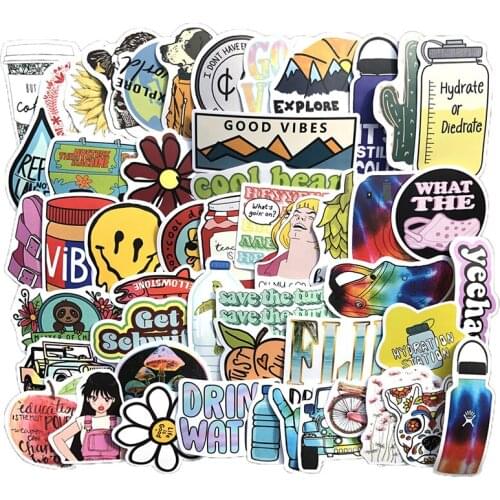 50pcs Cartoon Stickers Cute Kids Child Stickers Waterproof Animal Stickers Biker Laptop Motor DIY Stickers Pack Decal Sticker