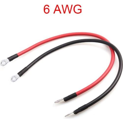 6 AWG 6 Gauge Red + Black Pure Copper Battery Inverter Cables Solar, RV, Car, Boat 5.5 in 7.87 in 12 in 24 in