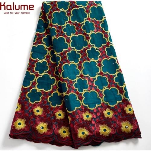 Kalume African Cotton Lace Fabric 2021 Swiss Nigerian Voile Fabric 5 Yards High Quality Embroidery For Diy Sewing Dress H2540