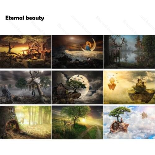 5D Diy Diamond Painting Cross Stitch Kits Gothic 5D Full Round Square Diamond Mosaic Pictures of Rhinestone Diamond Embroidered