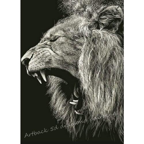 Animal 5d diy diamond painting roaring lion full square / round drill 3d stick diamond mosaic wall sticker