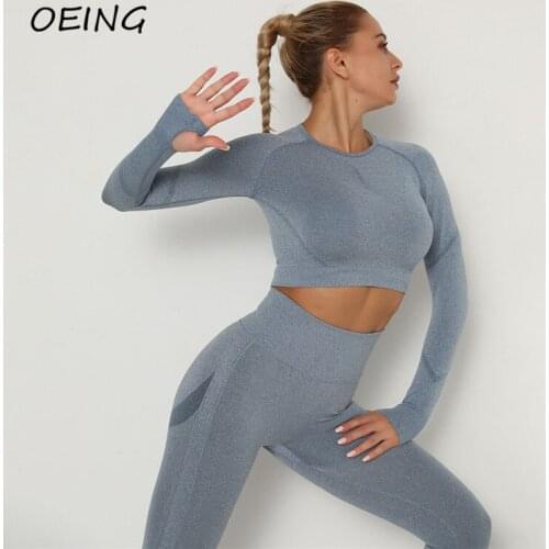 Seamless Long Sleeve Women Yoga Shirt Workout Clothes for Women