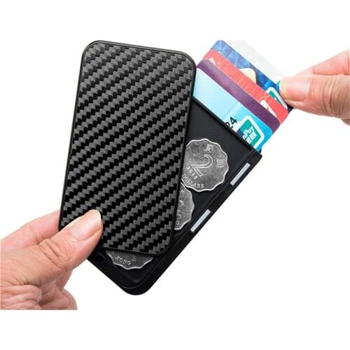 BISI GORO Smart Card Holder Carbon Fiber RFID 2020 New Style Safety Card Holder Blocking Men and Women Aluminum Box Money Bag