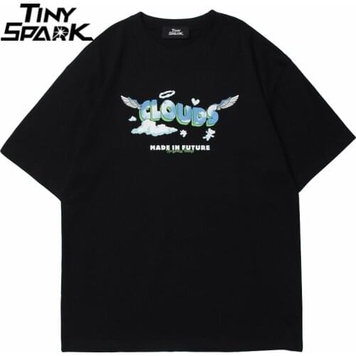 2021 Men Hip Hop Streetwear Tshirt Harajuku Letter Cloud Printed T Shirt Cotton Loose Short Sleeve Tops Tees Spring Summer Shirt