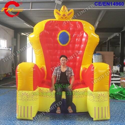 2x2x3mH giant inflatable king throne chair for kids and adults, pvc tarpaulin commercial inflatable photo shooting chair balloon