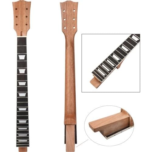 Guitar Neck Mahogany Rosewood with Trapezoid Inlays Replacement for DIY