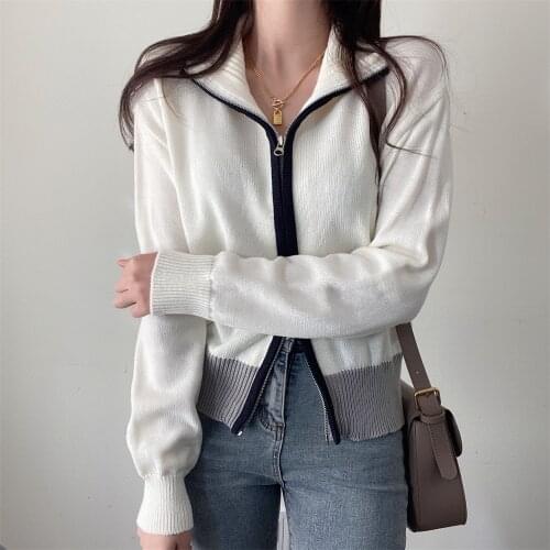 Alien Kitty Knitwear Cardigans Outwear Coats Zipper Slim Gentle Lady Streetwear Fashion Women Vintage Chic Loose Casual Tops