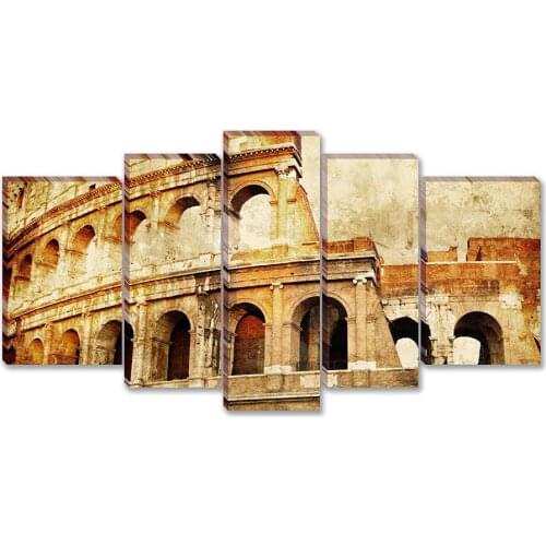 City Landscape Paintings Wall Art Decor Colosseum Great Italian Landmarks Series 5 Panels Picture Print on Canvas Drop shipping