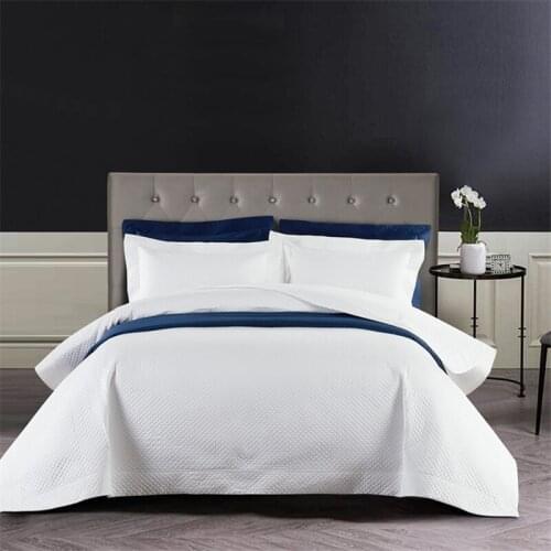 Luxury 100% Cotton Quilted quilt Bedspread 200x230cm 230x245cm White grey blue Bed Cover sets Bedsheet Pillowcases 3pcs