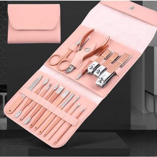 Leather Manicure Cutter Nail Clipper Set Household Stainless Steel Ear Spoon Nail Clippers Manicure Tool Pedicure Nail Scissors