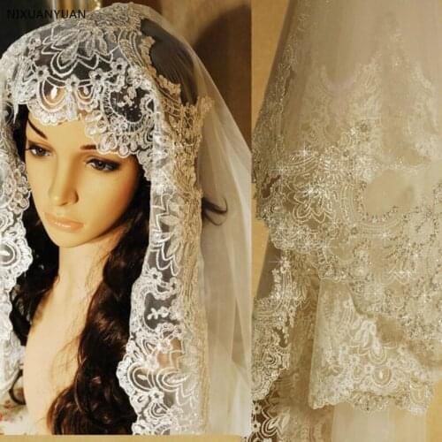 3M Lace Appliques Edge Bling Bling Sequin Bridal Veil Long Wedding Veil Chic Shiny Bridal Veil Wedding Accessories