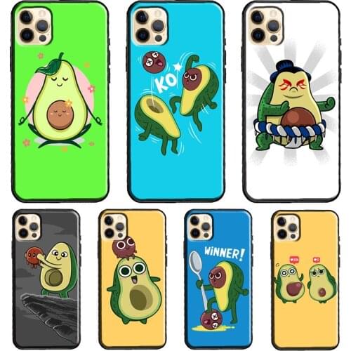 Cute cartoon fruit avocado Soft Case For iPhone 12 Pro Max Mini X XR XS Max SE 2020 8 7 Plus 11 Pro Max Phone Cover