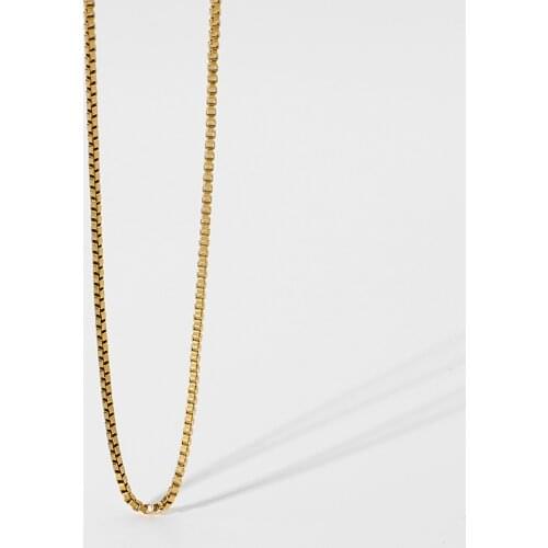 Minimalist Thin Box Chain Necklace For Women 18K Gold Plated Stainless Steel Choker Necklace Party Jewelry