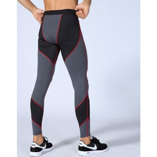 New Arrive Running Tights Men Patchwork Sports Pants Men Leggings Compression GYM Workout Quick Dry Spandex Trousers