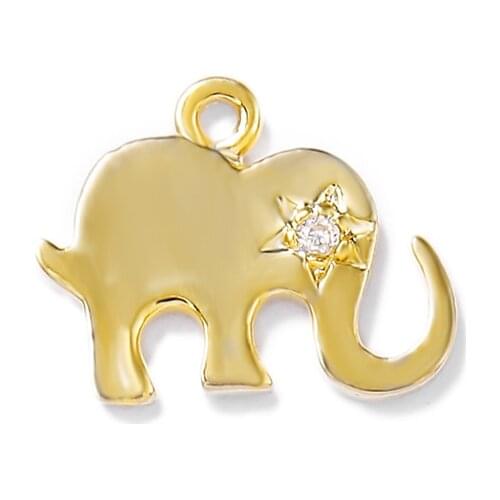 Factory wholesale Gold Color Brass and Zircon Elephant Charms Pendants Necklace and Bracelet Earring Diy Jewelry Accessories