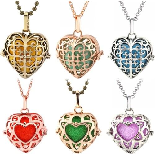 Mexican Style LOVE Heart Necklace Hollow Aroma Locket Vintage Jewelry Music Ball Pregnancy Pendant Summer Romantic Accessories