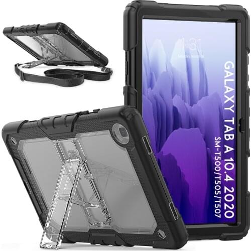 Shockproof Tablet Case for Samsung Galaxy tab A7 10.4 Case 2020 T500 T505 With Neck Strap& Built-in Kickstand Protective Cover