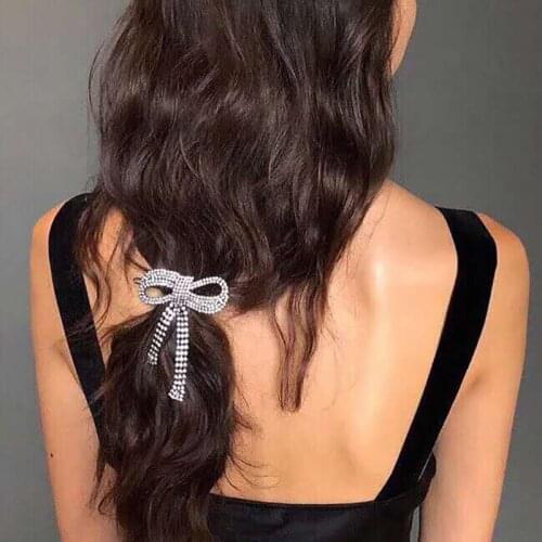 R44 Rispada Sparking Full Zircon Bowknot Hair Clip Jewelry HairPin For Women Girl Ladies Gift Party 2021