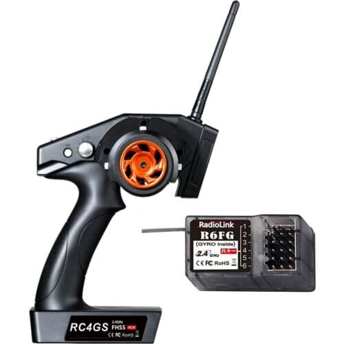 Radiolink RC4GS Radio Transmitter 2.4G 4CH Gun Remote Controller R6FG Gyro Inside 6CH Receiver for 4 Channel RC Car Boat Models