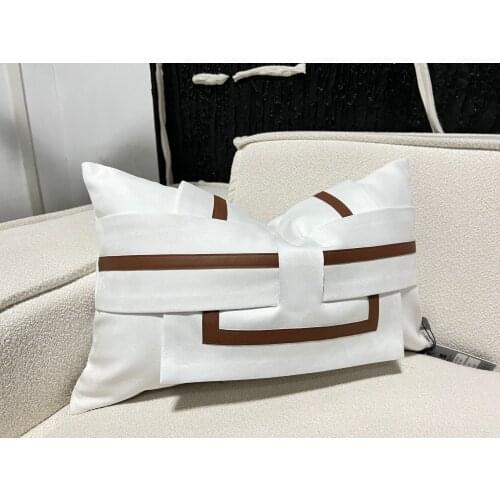 Modern Simple Cushion Cover Set Solid White Brown Pillow Cover Waist Pillowcase Decorative Living Room Sofa Cushions 30x50cm