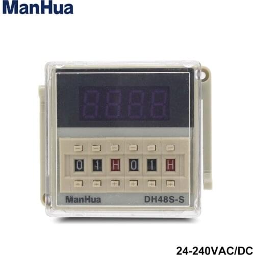 ManHua Digital display time relay DH48S-S-2Z electric delay timer 0.1S-99H LCD Display with base